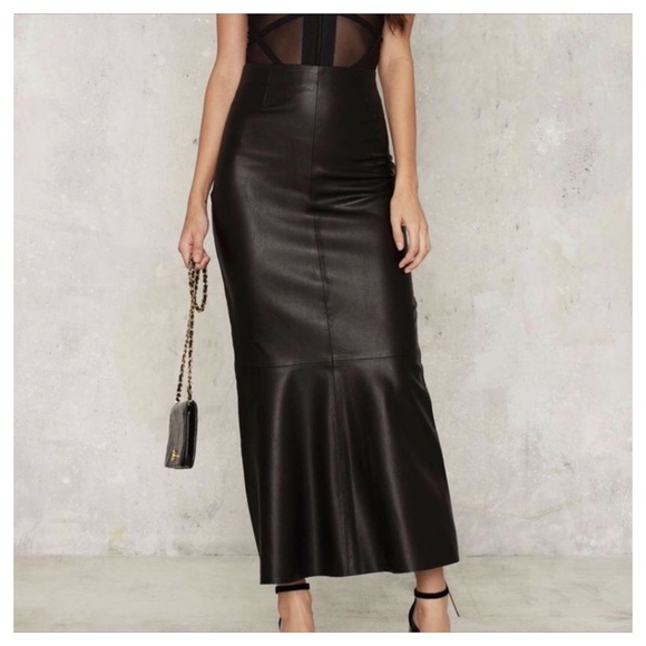 Nasty Gal Dresses & Skirts - BLACK FISHTAIL VEGAN LEATHER SKIRT